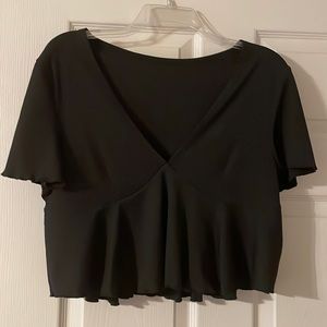 XL Black flowy crop top